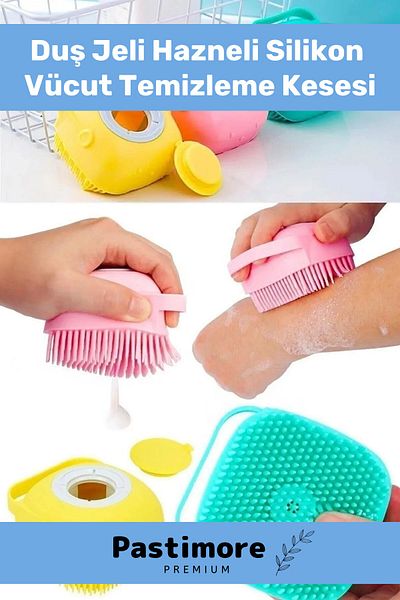 Pastimore Silicone Brush Pouch with Shower Gel Chamber Multi-Purpose Body Cleaning Pouch Bath Loofah