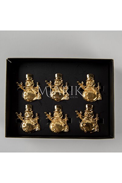 MIARIK DESIGN & DEKORASYON Döküm 6’lı Kardan Adam Peçete Halkası Peçete Yüzüğ...