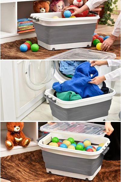 AHİR TİCARET General Purpose Folding Storage Box with Wheels