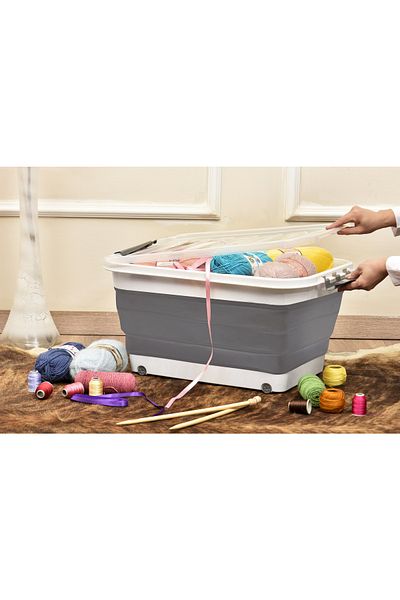 AHİR TİCARET General Purpose Folding Storage Box with Wheels