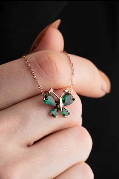 Nereze 925 Ayar Gümüş Yeşil Zirkon Taşlı Yusufcuk Kolye