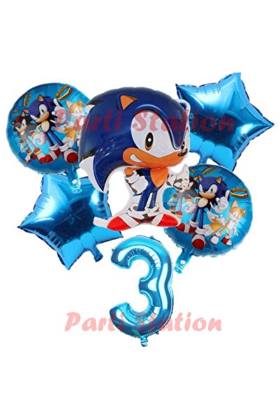 Parti Station Tilki Sonic Konsept 3 Yaş Balon Set Sonic Doğum Günü Balon Set