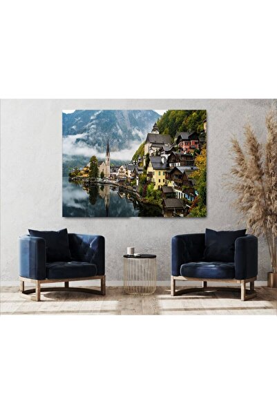 KanvasSepeti Αυστρία Λίμνη Hallstatt Τοπίο Καμβάς Καμβάς Πίνακας