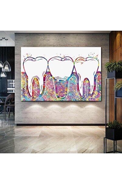 Tuval Sepeti Dinți colorați Implant stomatolog Birou Decor Pictură pe pânză T...