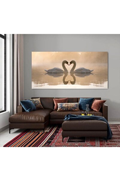 Tablo Deposu Gölde Kuğular Kanvas Gülen Tablo