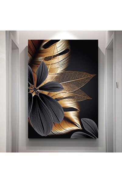 Tablo Deposu Crno-zlatna moderna slika na platnu sa smajlićima