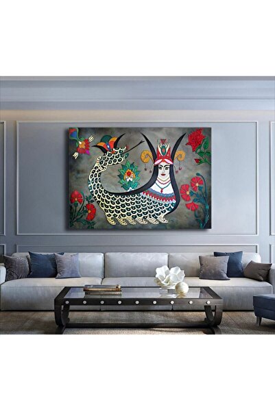 Tablo Deposu Anadolu Kültürü Yılanlı Kadın Şahmeran Kanvas Gülen Tablo