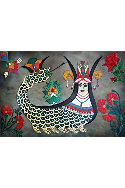 Tablo Deposu Anadolu Kültürü Yılanlı Kadın Şahmeran Kanvas Gülen Tablo