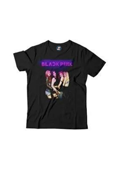 RYO FASHİON BLACK PINK GROUP Printed Short Sleeve Unisex BLACK Kids T-Shirt