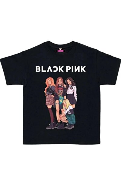 RYO FASHİON BLACK PINK GROUP Παιδικό μπλουζάκι με στάμπα και κοντά μανίκια, Μ...