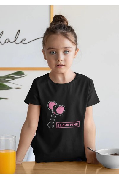 RYO FASHİON BLACK PINK GROUP Printed Short Sleeve Unisex BLACK Kids T-Shirt