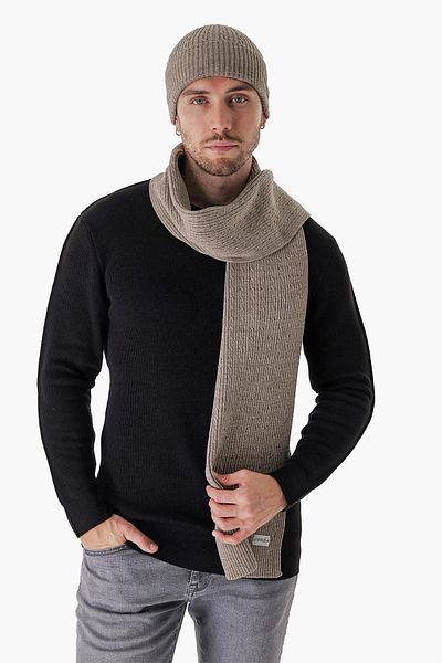 CHUBA Men's Hair Braid Scarf Beanie Set Mink 23w501