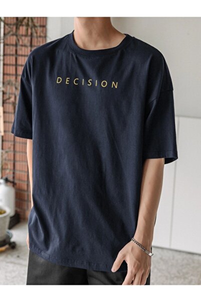 Rd Μπλουζάκι Radjeanss Unisex Navy Blue με στάμπα Oversize