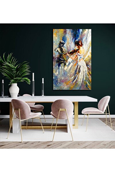 Tablo Deposu Pictură în ulei Aspect Vioara Cântând Fată Pânză Smiley Pictură