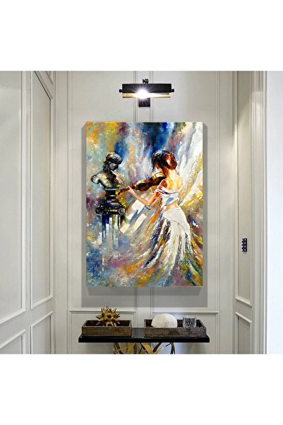 Tablo Deposu Pictură în ulei Aspect Vioara Cântând Fată Pânză Smiley Pictură