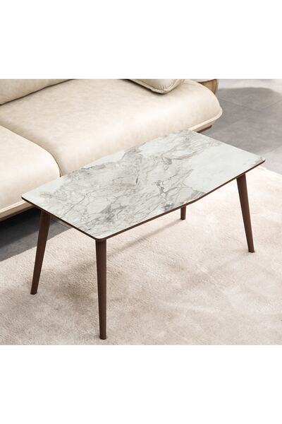 vovvahome VEGA MDF AHŞAP ORTA SEHPA - BEYAZ MERMER DESENLİ