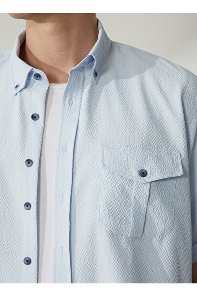 ALTINYILDIZ CLASSICS Altınyıldız Classics Mavi Erkek Kısa Kollu Gömlek 4A2023200101