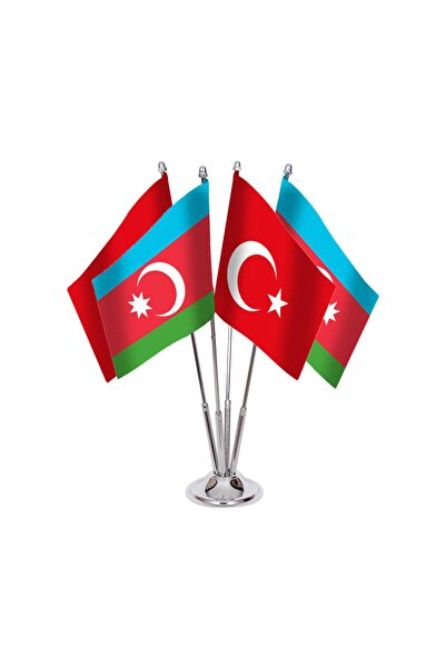 Dörtlü Azerbaycan Masa Bayrağı Takımı