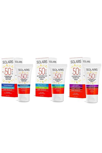 SOLARIS Spf 50 Sunscreen Set for All Skin Anti-Blemish and Anti-Aging and Moisturizing Effect