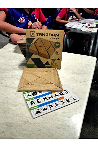 BEMİ Doğal Ahşap 7 Parça Tangram - Akıl Zeka Mantık Ve Strateji Oyunu