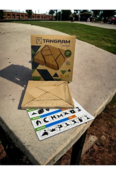 BEMİ Doğal Ahşap 7 Parça Tangram - Akıl Zeka Mantık Ve Strateji Oyunu