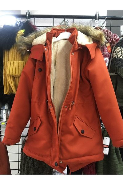 günce moda Унисекс детско зимно платнено палто с качулка и шнур над коляното