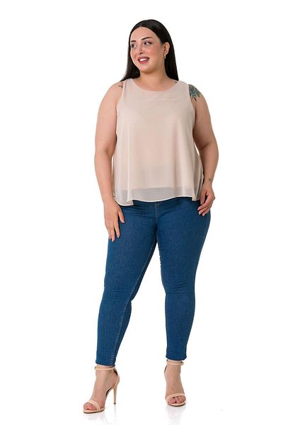 DISENTIS MODEST Σιφόν Μπεζ Μπλούζα Plus Size με Λεπτομέρεια πίσω Γραβάτα