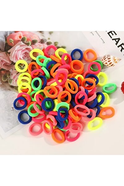 MutluBiDünya Lily 100 Adet Neon Renkler Saç Lastik Tokası Havlu Toka Bebek Ve...