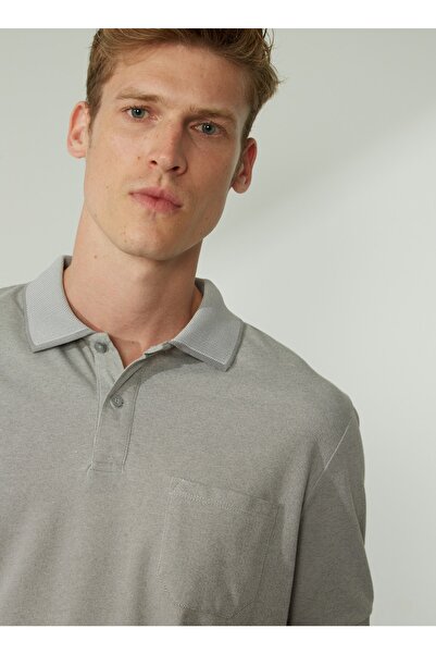 ALTINYILDIZ CLASSICS Altınyıldız Classics Gray - White Men's Polo T-Shirt 4A9000000004