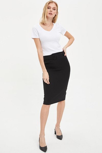 DeFacto Tricou slim cu decolteu în V cu mânecă scurtă, 100% bumbac