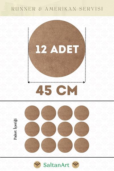 SaltanArt 45 εκ. Διάμετρος 12 τμχ Φόρτες American Service Runner MDF Drolit Magnet Six Ξύλο 3 χιλιοστά (2,7 χιλιοστά) Πάχος