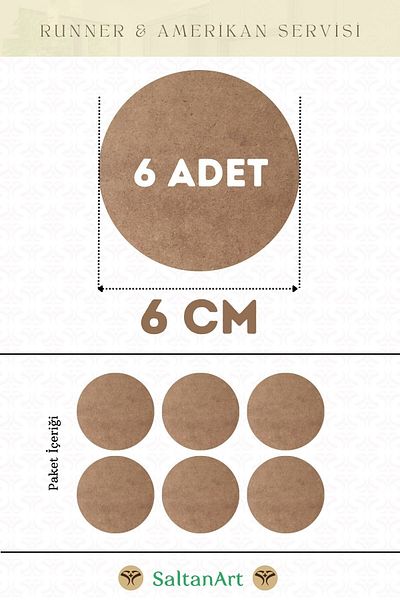 SaltanArt Диаметър 6 см, 6 броя, Supla American Service Runner, MDF Drolit, магнитна основа, дърво, дебелина 3 мм (2,7 мм).