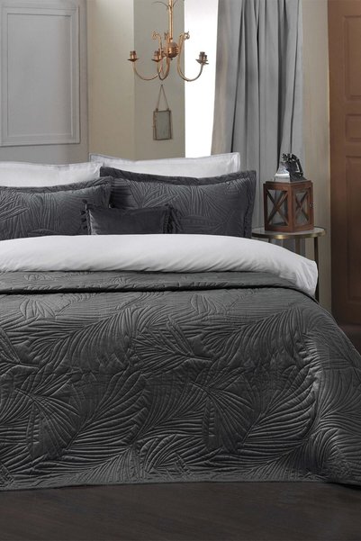 Sarev Clara Dark Gray Double Bed Cover Set