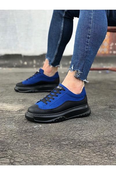 Joy Man J507 Pantof casual pentru bărbați, cu talpă ortopedică cu șireturi, ST Albastru/Negru