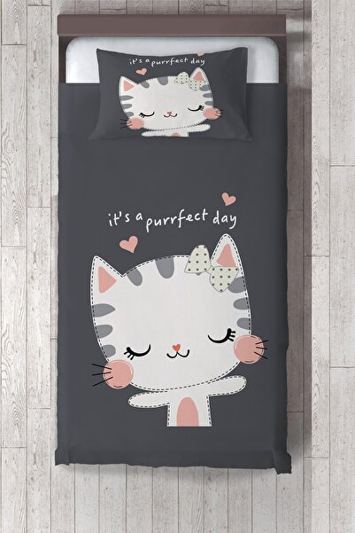 Talia Home  Kedi Baskılı Çocuk Ve Bebek Odası Yatak Örtüsü TLAY-245