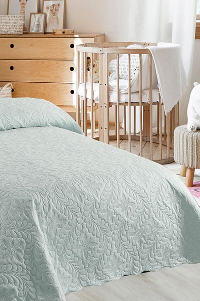 Örtüm Ivy Light Green Single Microfiber Quilted Bedspread