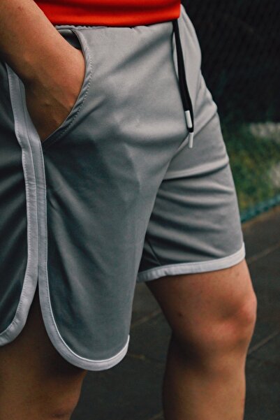 Jooy Company Gri Basketbol Antrenman Çizgi Detaylı Sporcu Erkek Şort