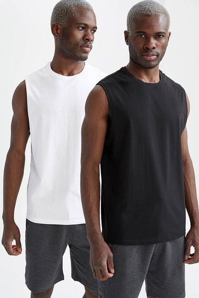 DeFacto Regular Fit Crew Neck ujjatlan 2 részes pamut fésült alsóing