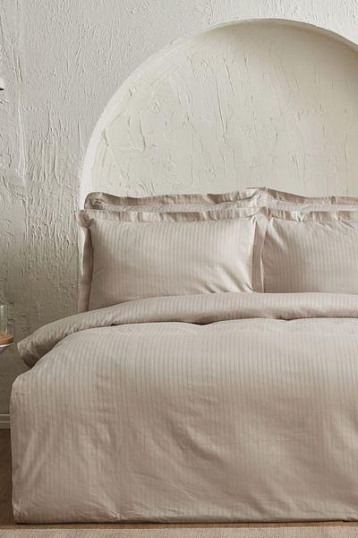 Karaca Home Uniq 100% Cotton Satin Διπλό Σετ Παπλωματοθήκη Stone