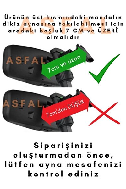 Asfal Araç Içi Kaliteli Dikiz Aynası Telefon Tutucu Pratik, Uzayıp Ayarlanabilir 360° Dönen Car Holder