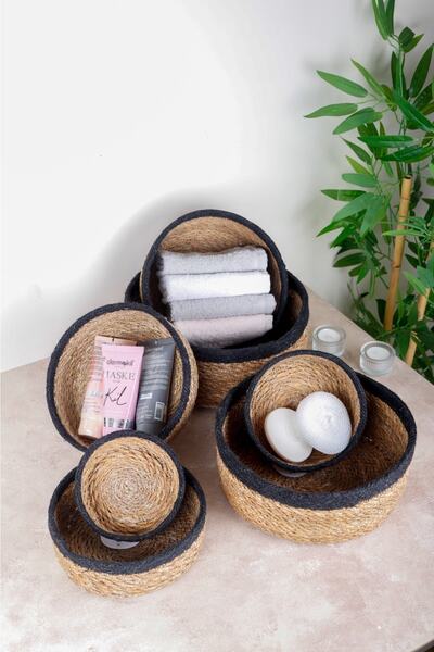 HOMENIVA Natural Wicker Basket Organizer, Bathroom Organizer, 7 Sizes with Bl...