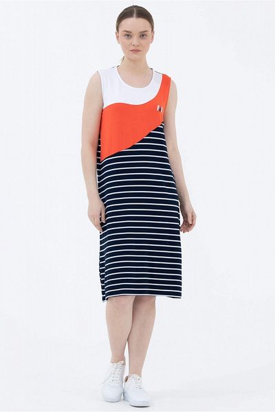 Sementa Thick Strap Striped Dress - Navy Blue
