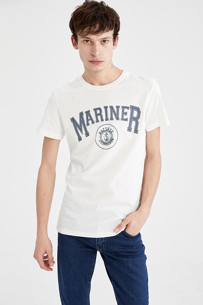 DeFacto Slim Fit Crew Neck Printed T-Shirt