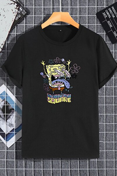 macklin تي شيرت كبير الحجم مطبوع عليه شخصية سبونج بوب للجنسين والنساء والرجال