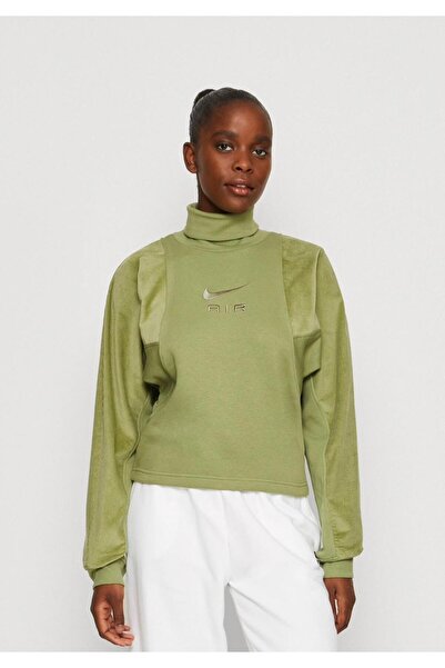 Nike Dik Yaka Yeşil Kadın Sweatshırt DQ6924-334 W NSW AIR CORD FLC TOP