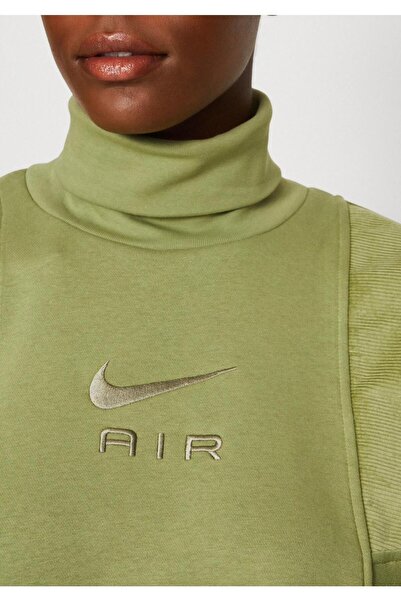 Nike Dik Yaka Yeşil Kadın Sweatshırt DQ6924-334 W NSW AIR CORD FLC TOP
