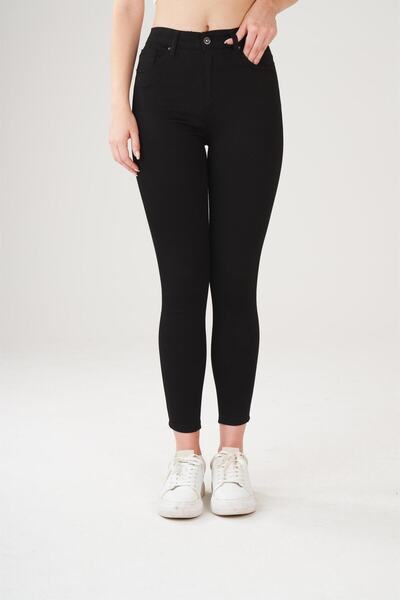 citycenterfashion Γυναικείο μαύρο ψηλόμεσο παντελόνι Lycra 5 Pocket Gabardine cty-abr-9023