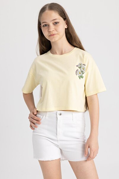 DeFacto Tricou cu mânecă scurtă din bumbac imprimat cu avocado pentru fetiță