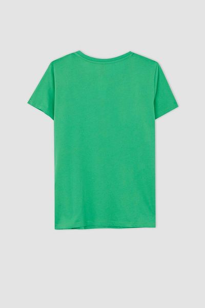 DeFacto Regular Fit Crew Neck T-shirt με εμπριμέ κοντό μανίκι 100% βαμβάκι