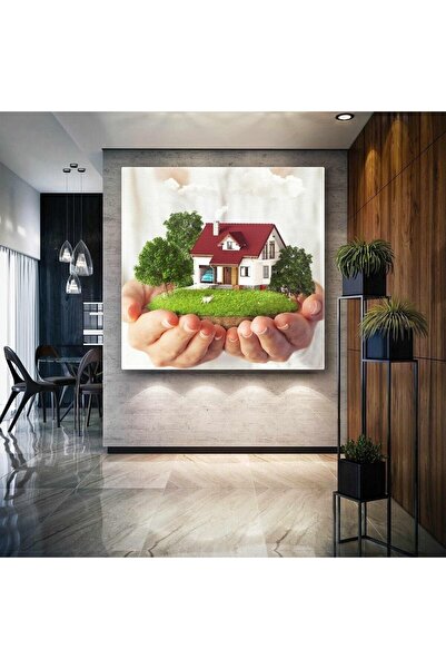 HDART Bahçeli Şirin Ev Emlak Ofisi Real Estate Mimarlık Ofisi Kanvas Tablo T3...